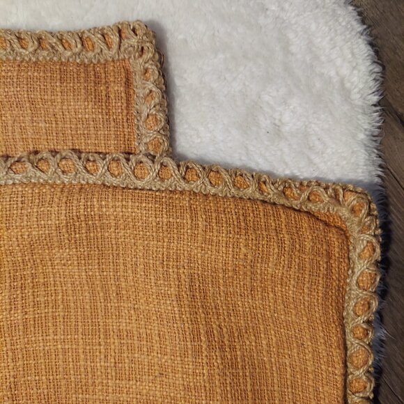 Pier 1 Set of 2 Orange Braided Cushion Covers 18"x18" Throw Pillow Cases Fall - Picture 6 of 6